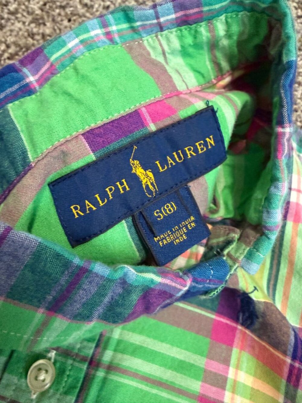 Ralph Lauren Short Sleeve Button Up Collared Plaid Shirt Boy's Size S - Picture 3 of 9